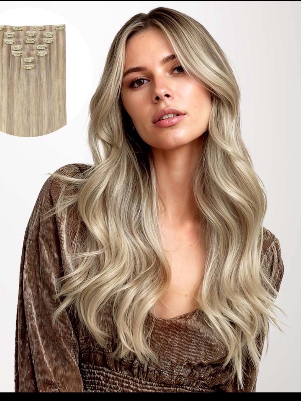 GOO GOO Clip in Hair Extensions 22” P17A/60A Blended Highlighted Blonde New